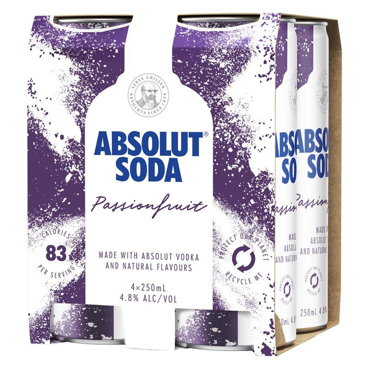 Buy Absolut Absolut Vodka Soda & Passionfruit (4 Pack) 250mL at Secret Bottle