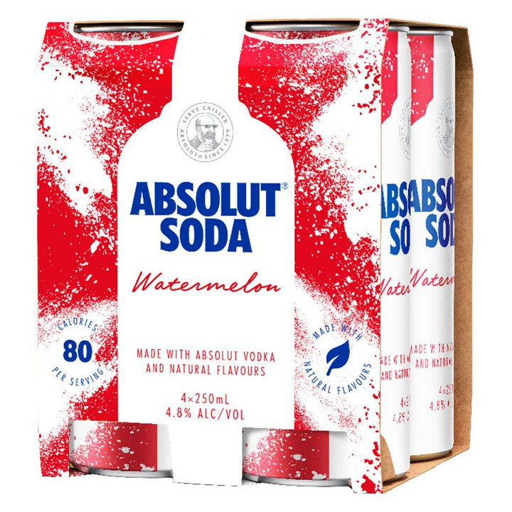 Buy Absolut Absolut Vodka Soda & Watermelon (4 Pack) 250mL at Secret Bottle