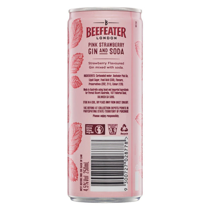Buy Beefeater Beefeater London Pink Strawberry Gin And Soda (Case of 24) 250mL at Secret Bottle