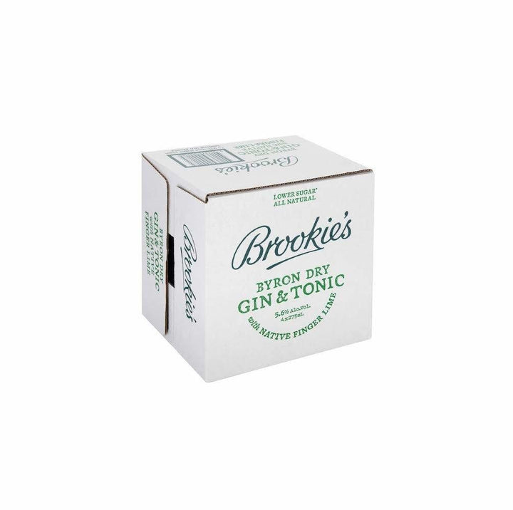 Buy Cape Byron Distillery Brookie’s Byron Dry Gin & Tonic with Native Finger Lime (275mL x 4) at Secret Bottle